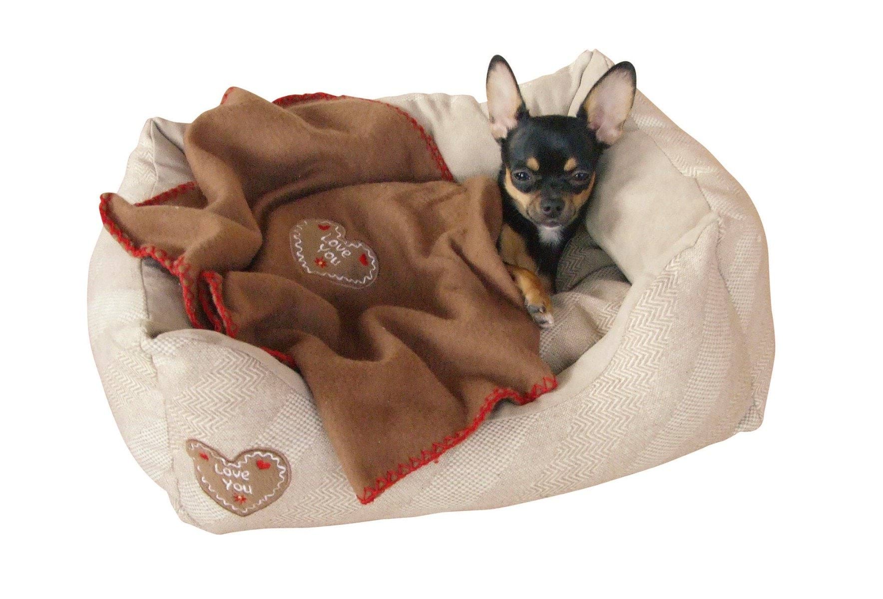 Snugly bed incl. rug for dogs or cats Love You, 47 x 37 cm, Kerbl