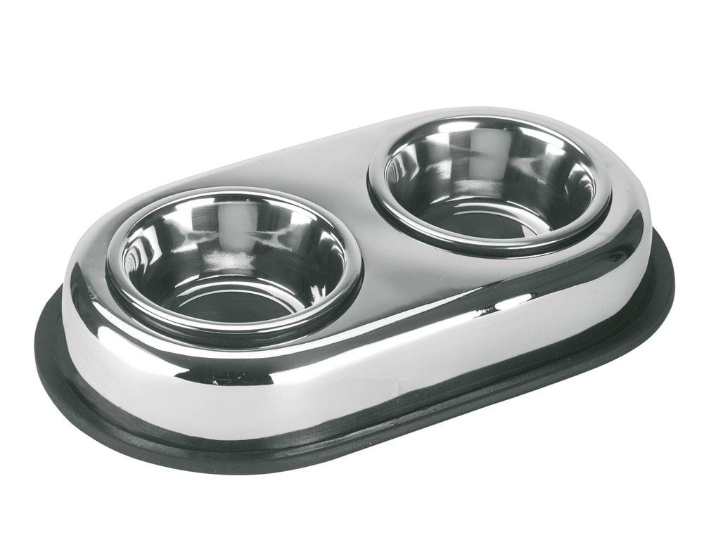 Stainless steel bowl, non-slip bottom, double, 2 x 450 ml, Kerbl