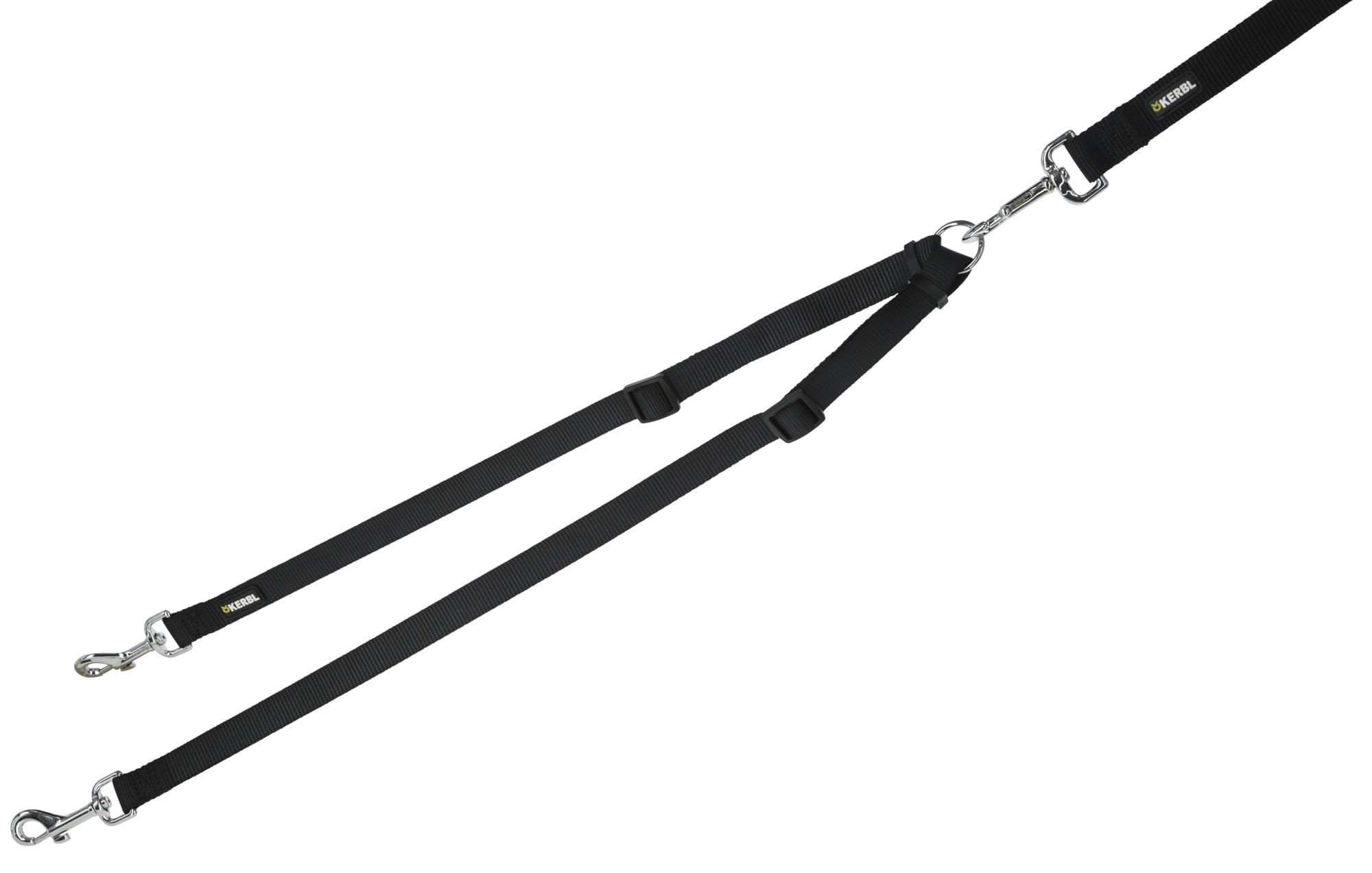 Dog leash Miami, double, 40 - 70 cm x 20 mm, black, Kerbl