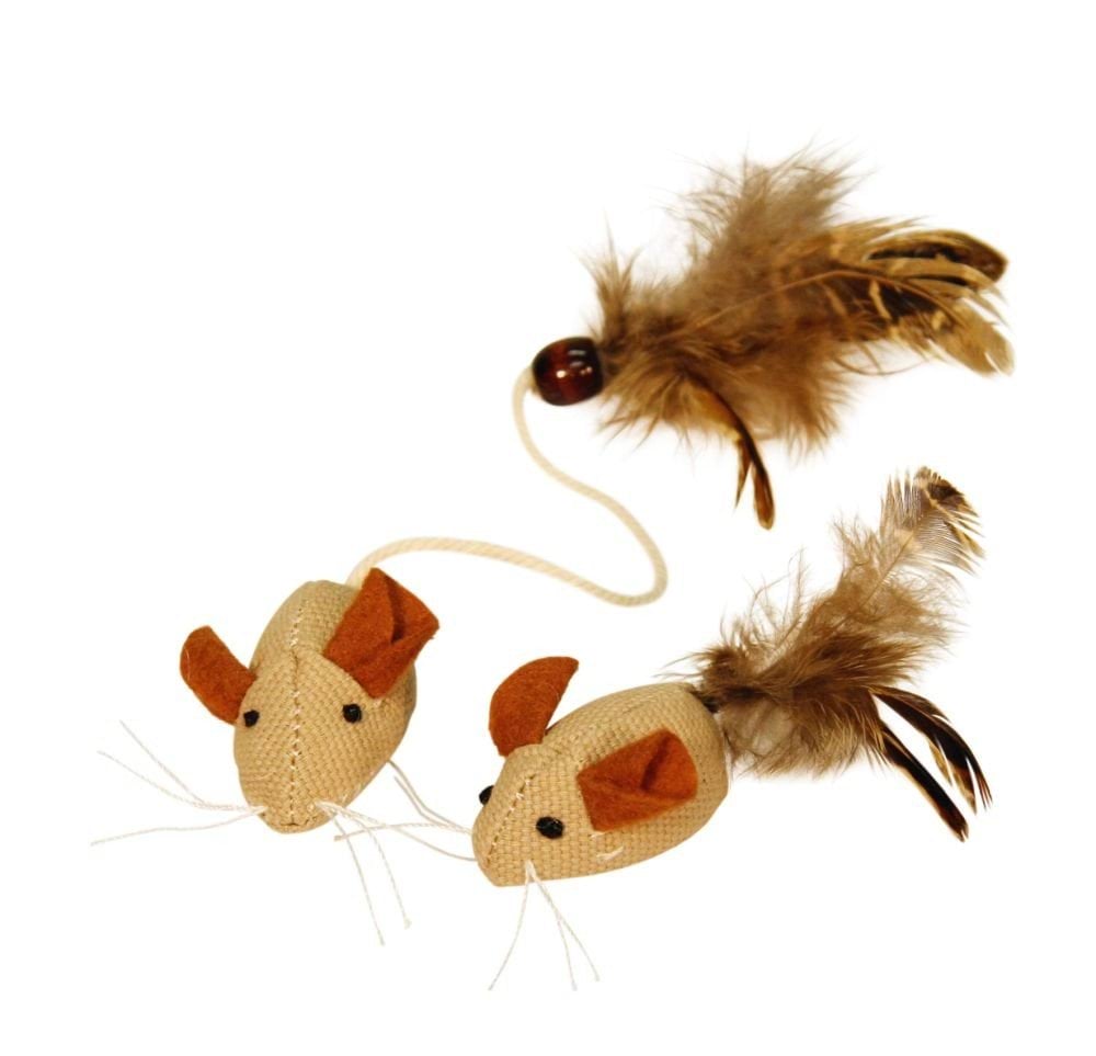 Cat toy, mice with feathers, 4,5 cm, Kerbl
