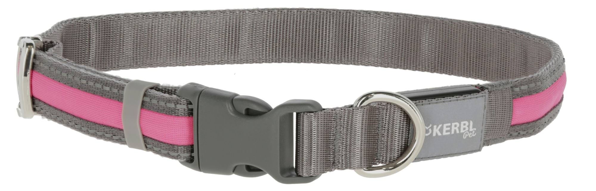 Dog flashing collar Light & Reflex, 35 - 50 cm x 25 mm, pink, Kerbl