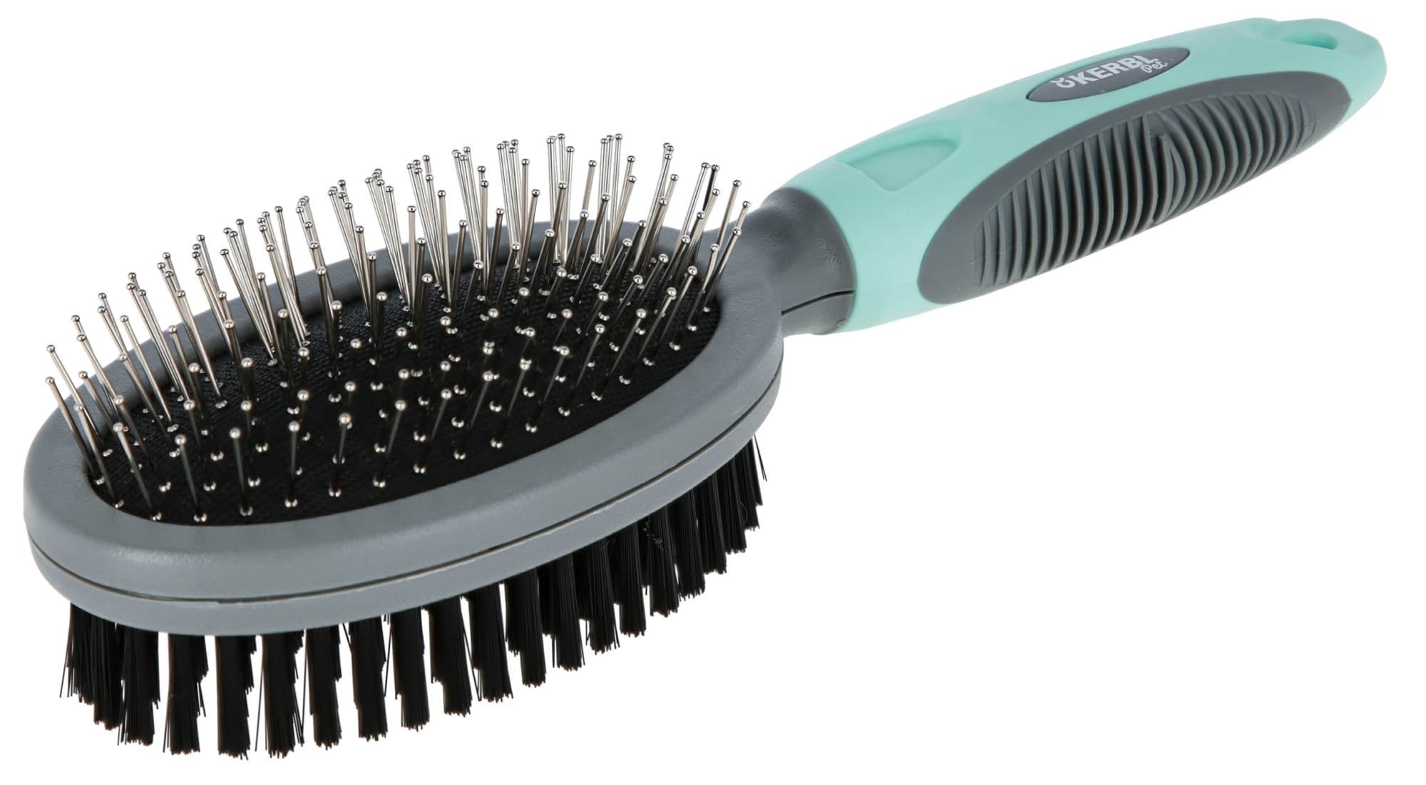 Brush with soft synthetic bristles and delicate metal teeth, 24 cm, Kerbl