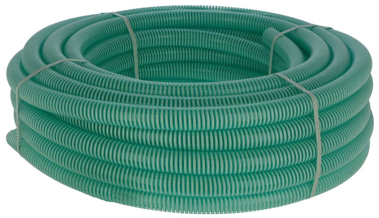 Suction Hose 1” PVC Hose w. rigid PVC spiral, 25 m roll