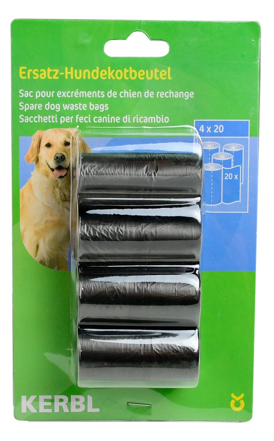 Poop bags, 4 rolls x 20 szt, black, Kerbl