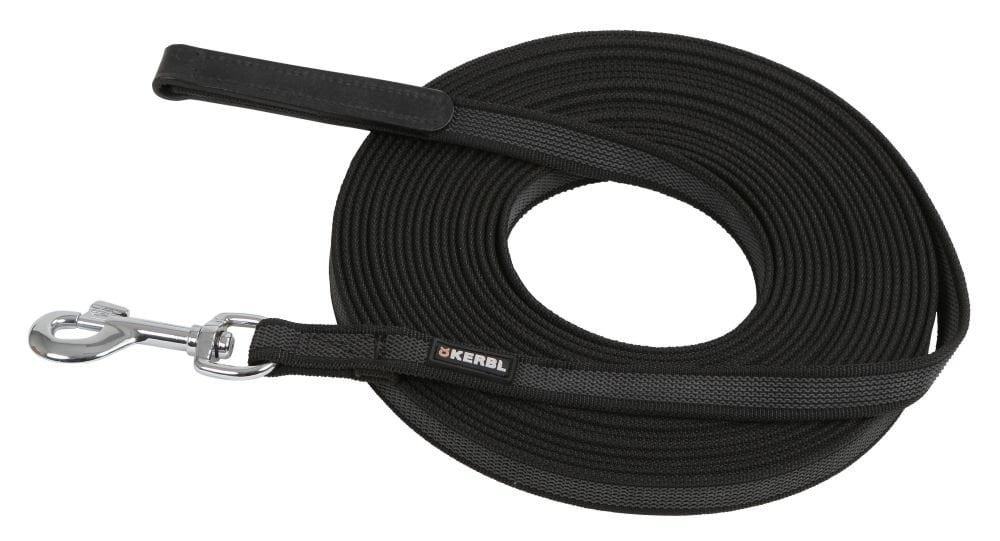 Dog training leash Antislip, 10 m x 20 mm, black, Kerbl