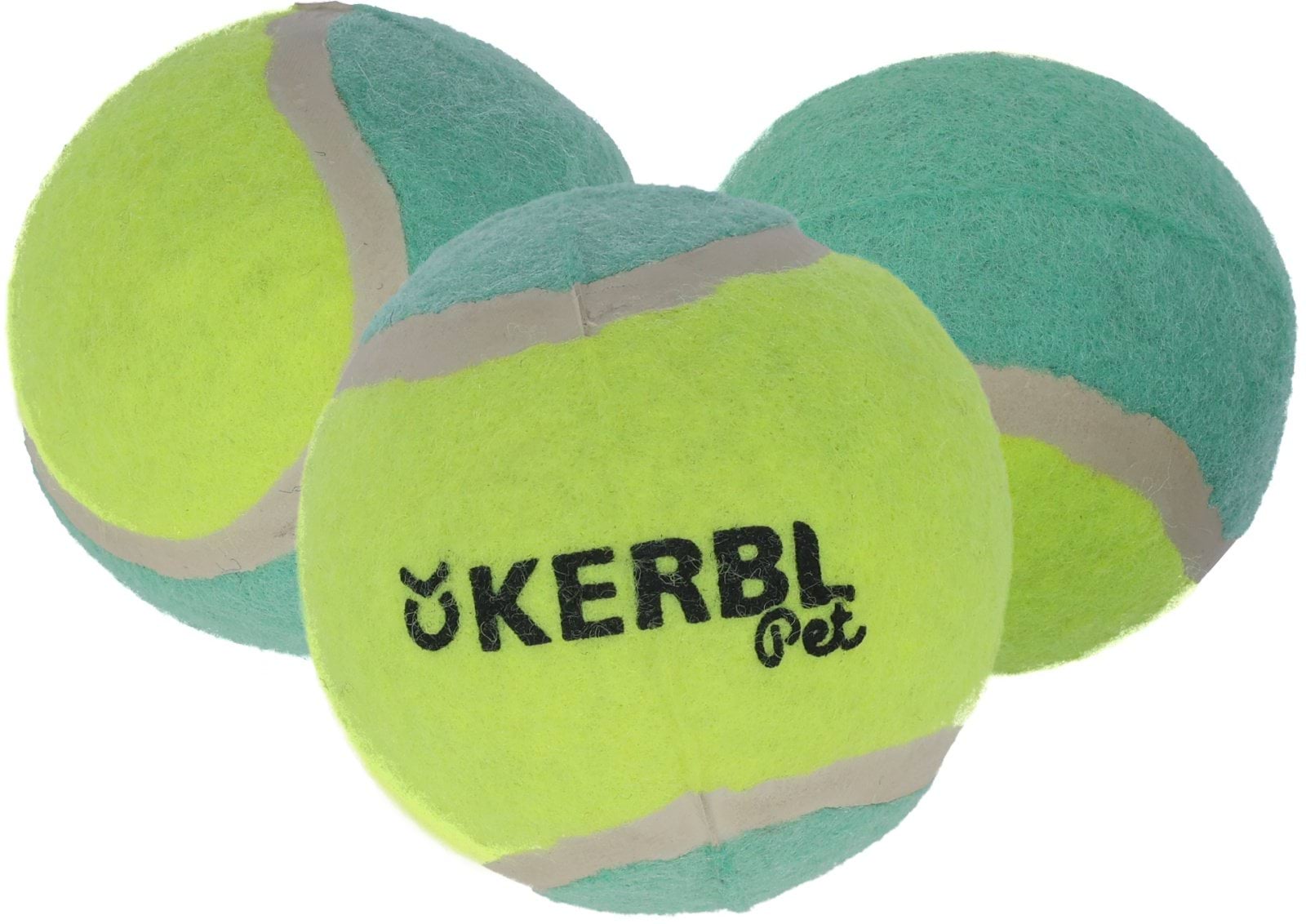 Tennis ball, 6,5 cm, yellow/turquoise, 3 pcs., Kerbl