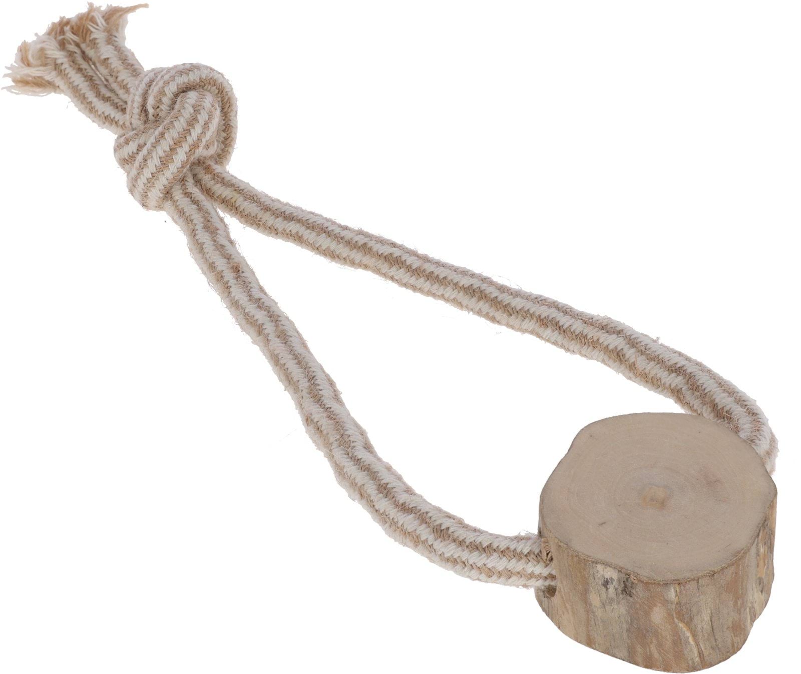 Throwing Toy S, jute/cotton, with coffee wood, 27 cm