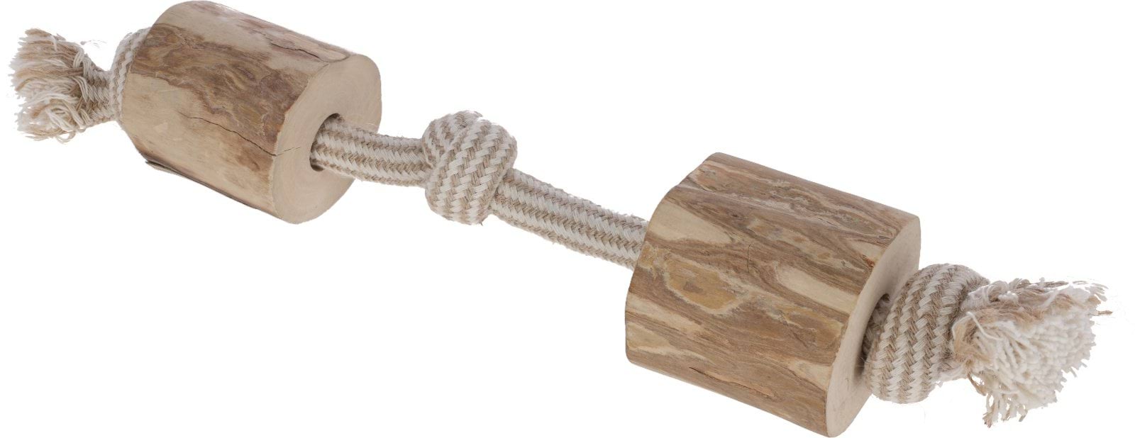 Dumbell M, jute/cotton,  with coffee wood, 35 cm