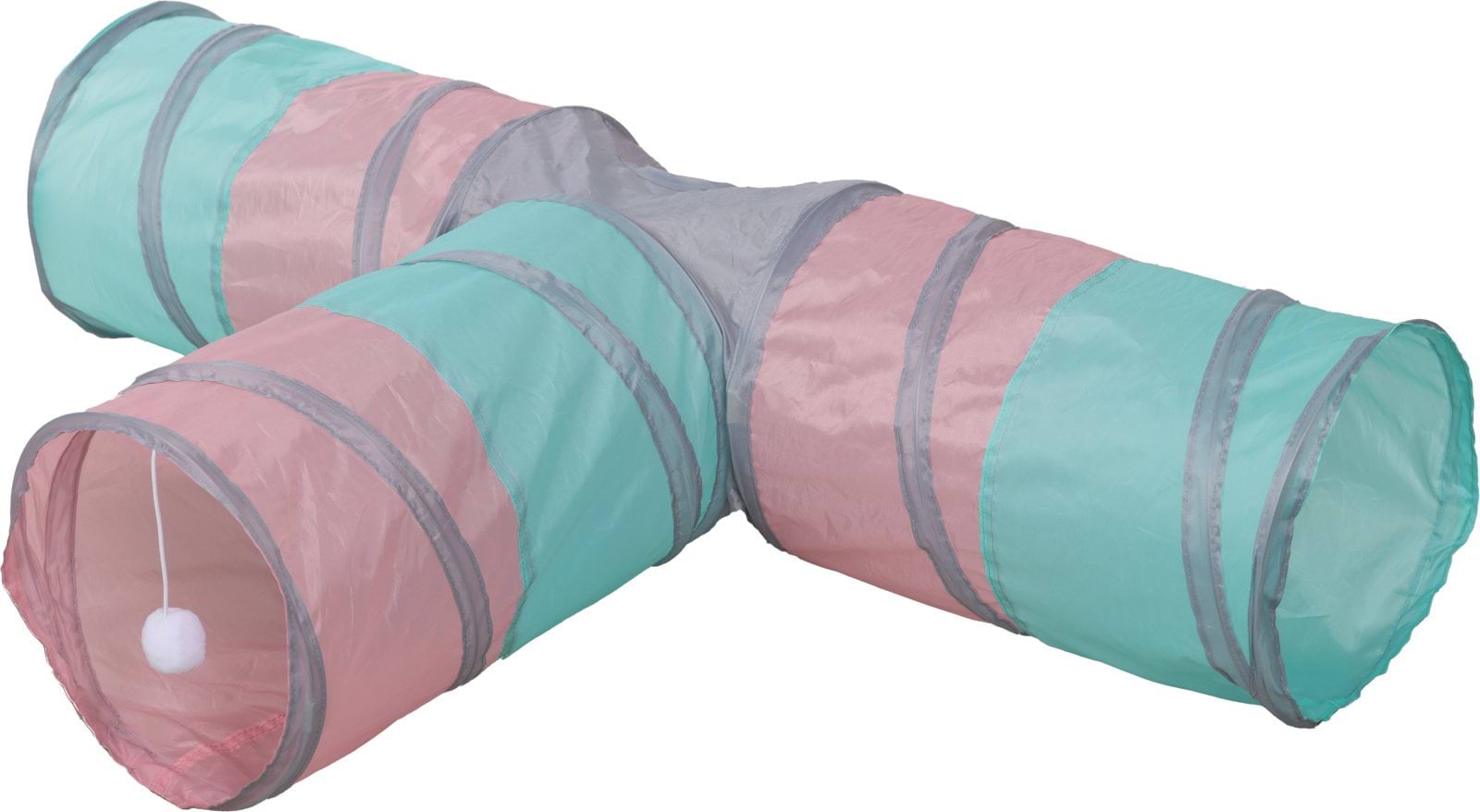 Cat Tunnel Triangle, turq./ pink/grey, Ø 25 x 80 x 50 cm