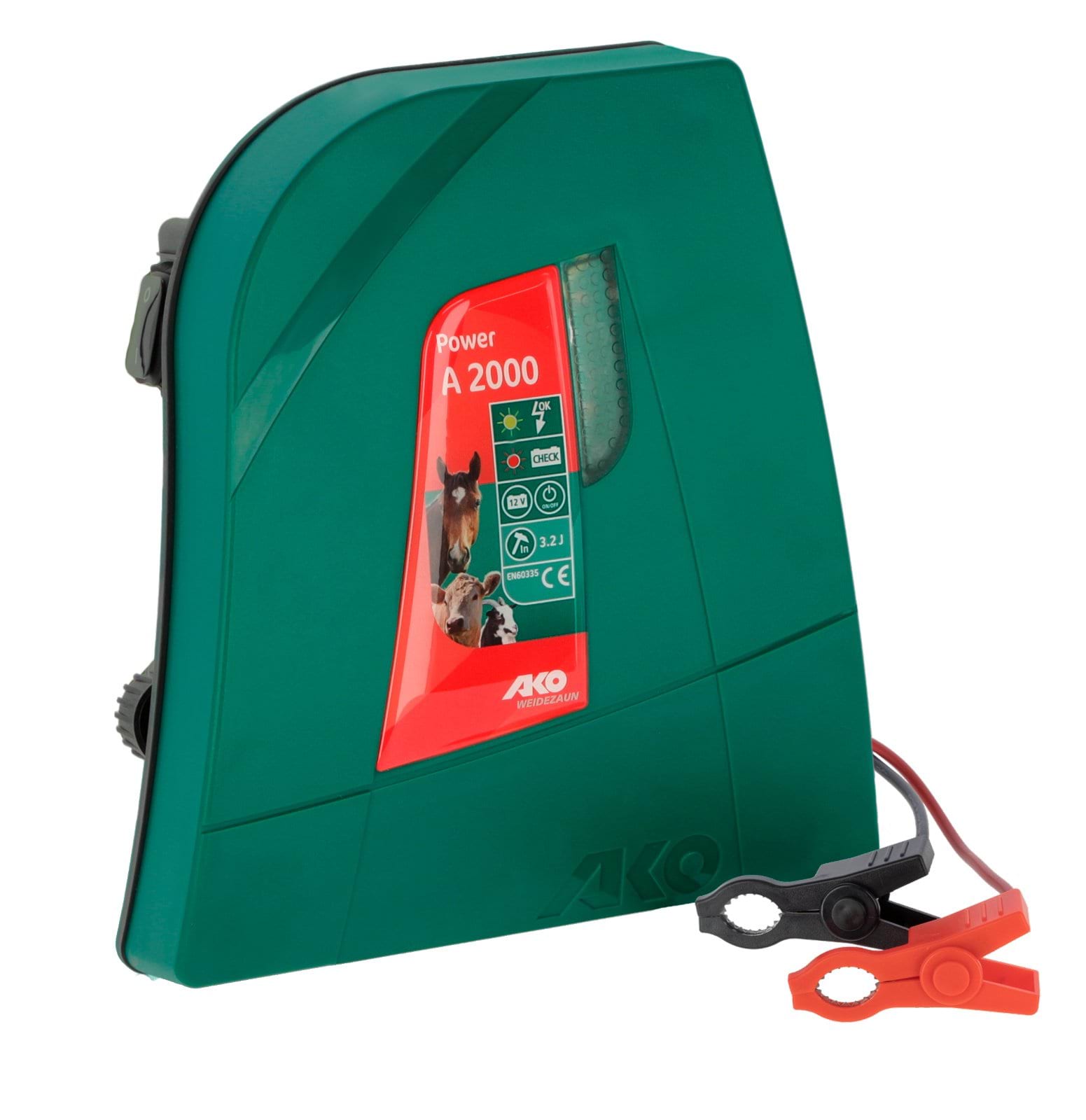 Battery energizer Power A2000, for horses, cattle and small animals, 3.2 J, AKO