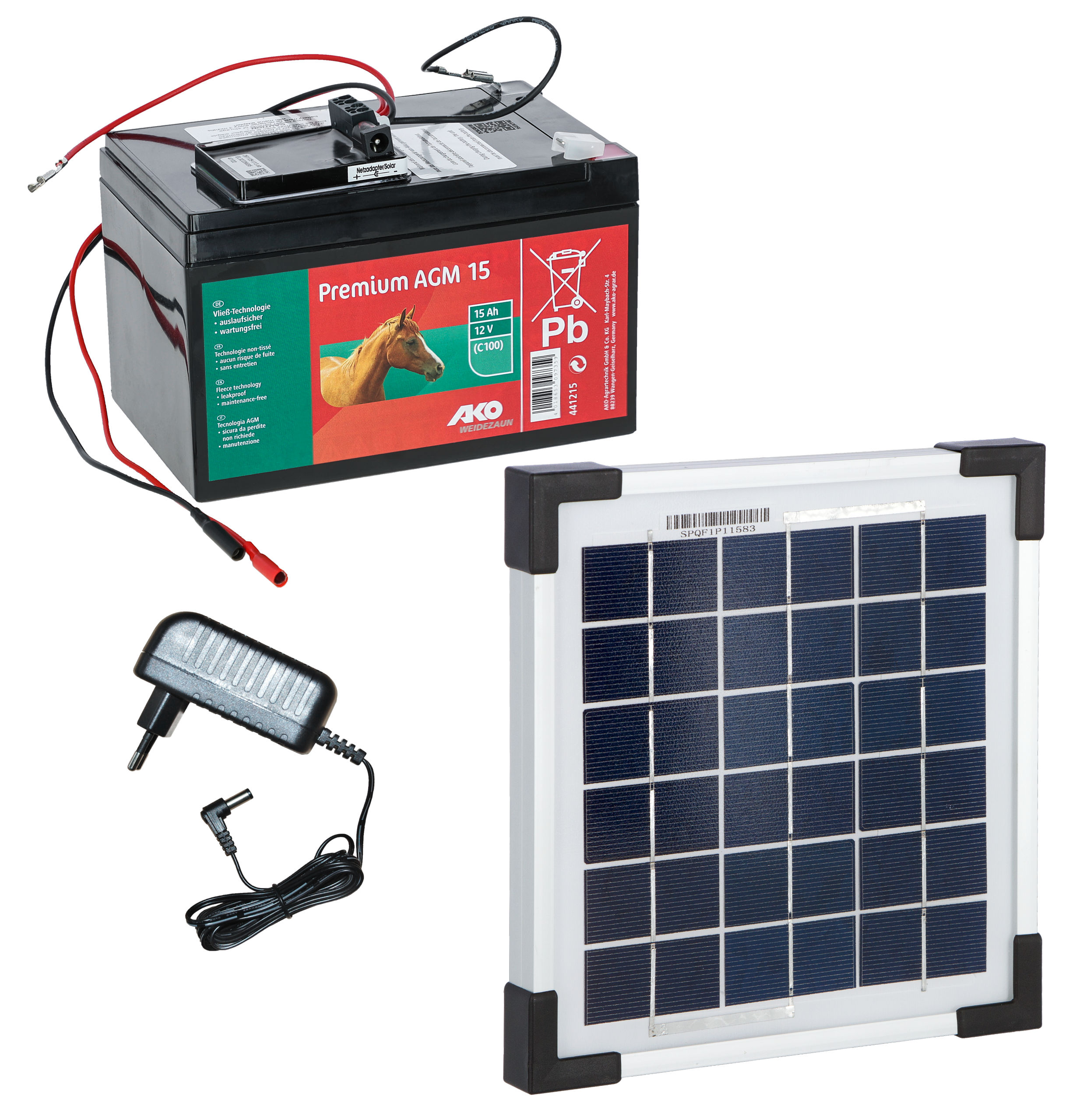 Solar Set 5 W incl. mount, 15Ah, AGM Battery