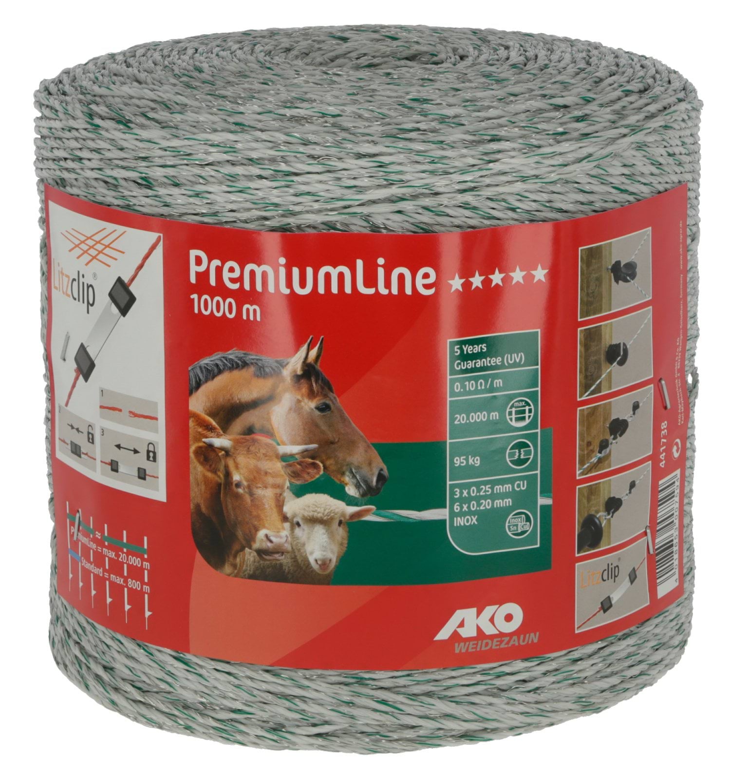 Polywire PremiumLine 1000 m, white/green