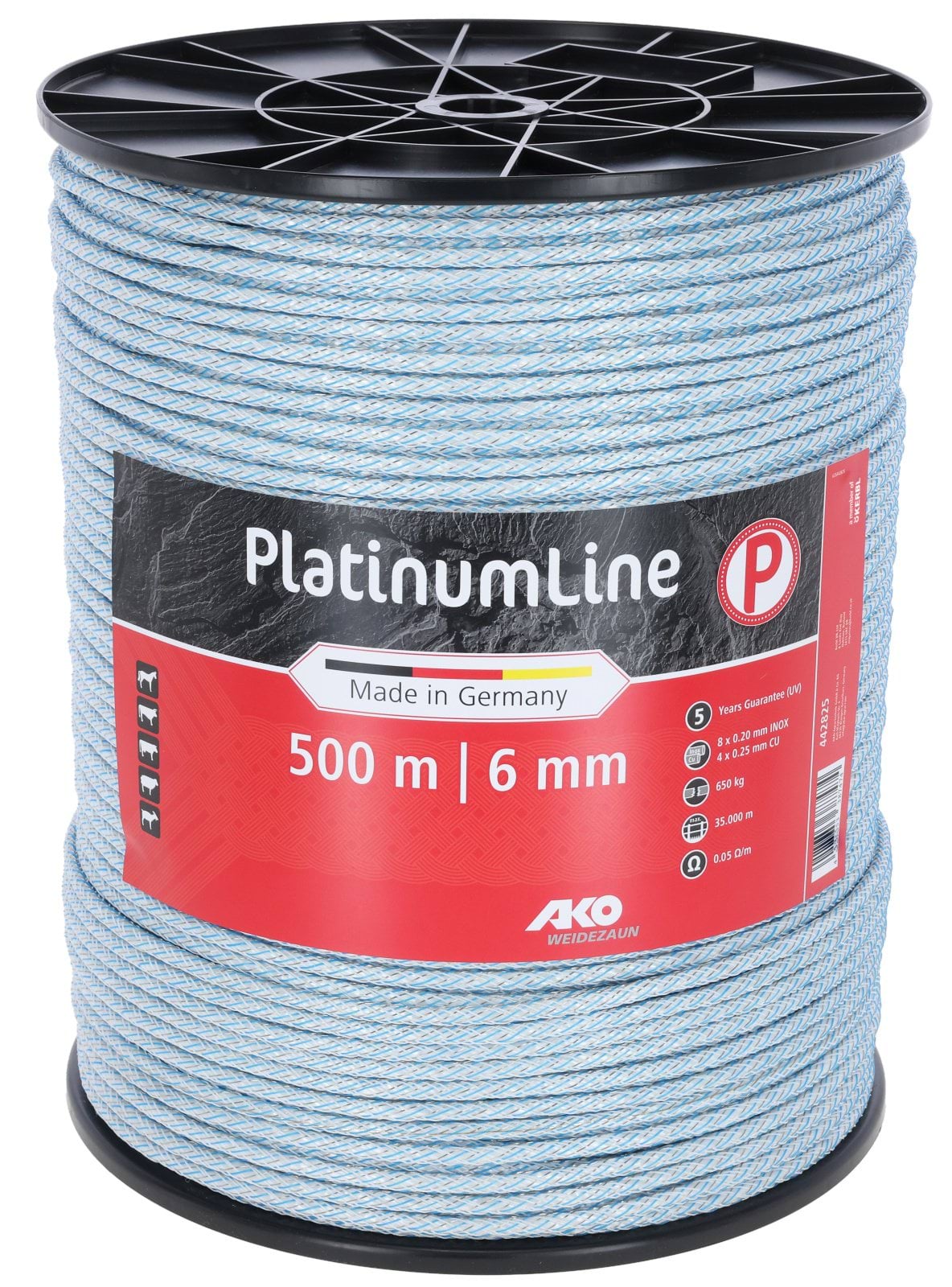 PlatinumLine, Seil, weiß/blau, 500m, 8 x0,2 Niro, 4x 0,25 Cu