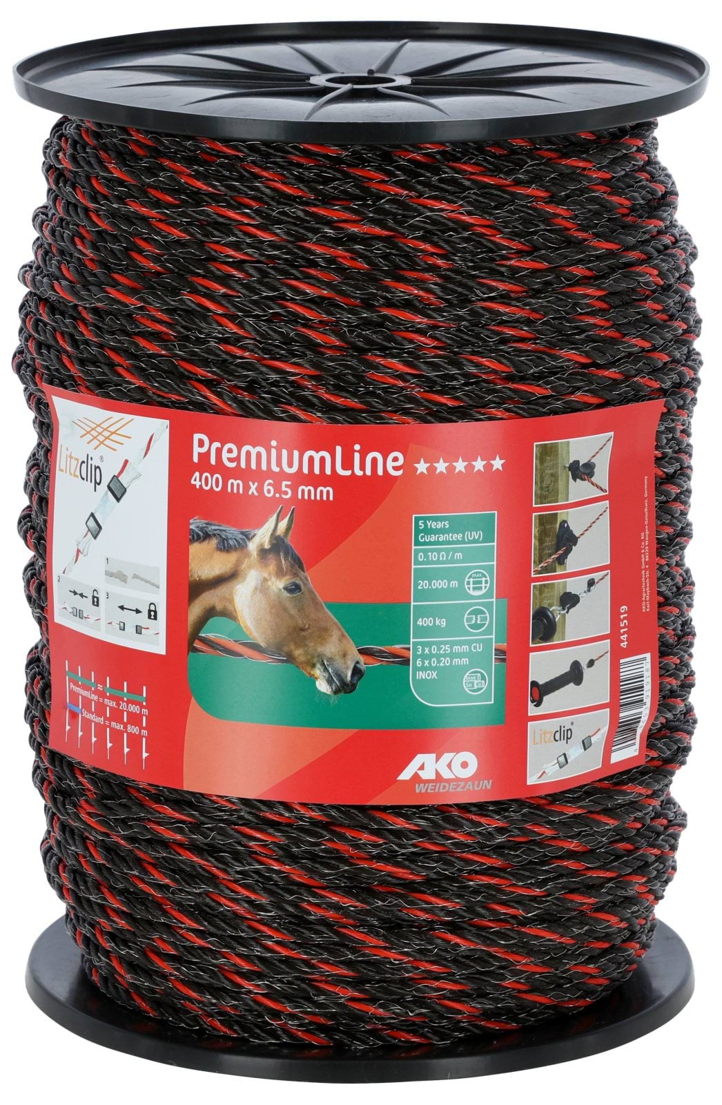 PremiumLine fencing rope 400m, 6x0,20Niro+3x0,25Cu,oran/brown
