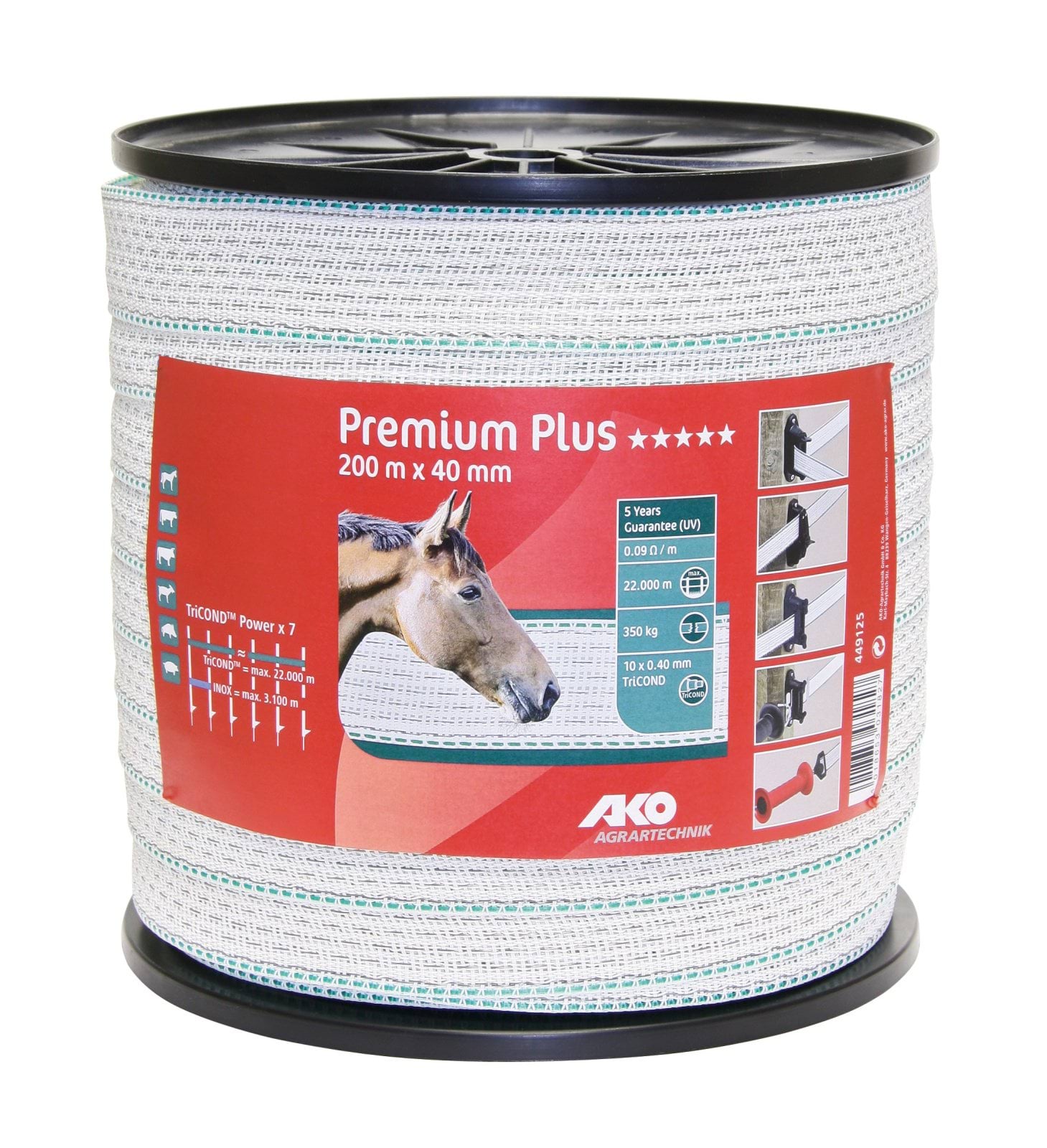 Tape Premium Plus 200 m 40 mm, white/green, 10 x 0,40 TriC