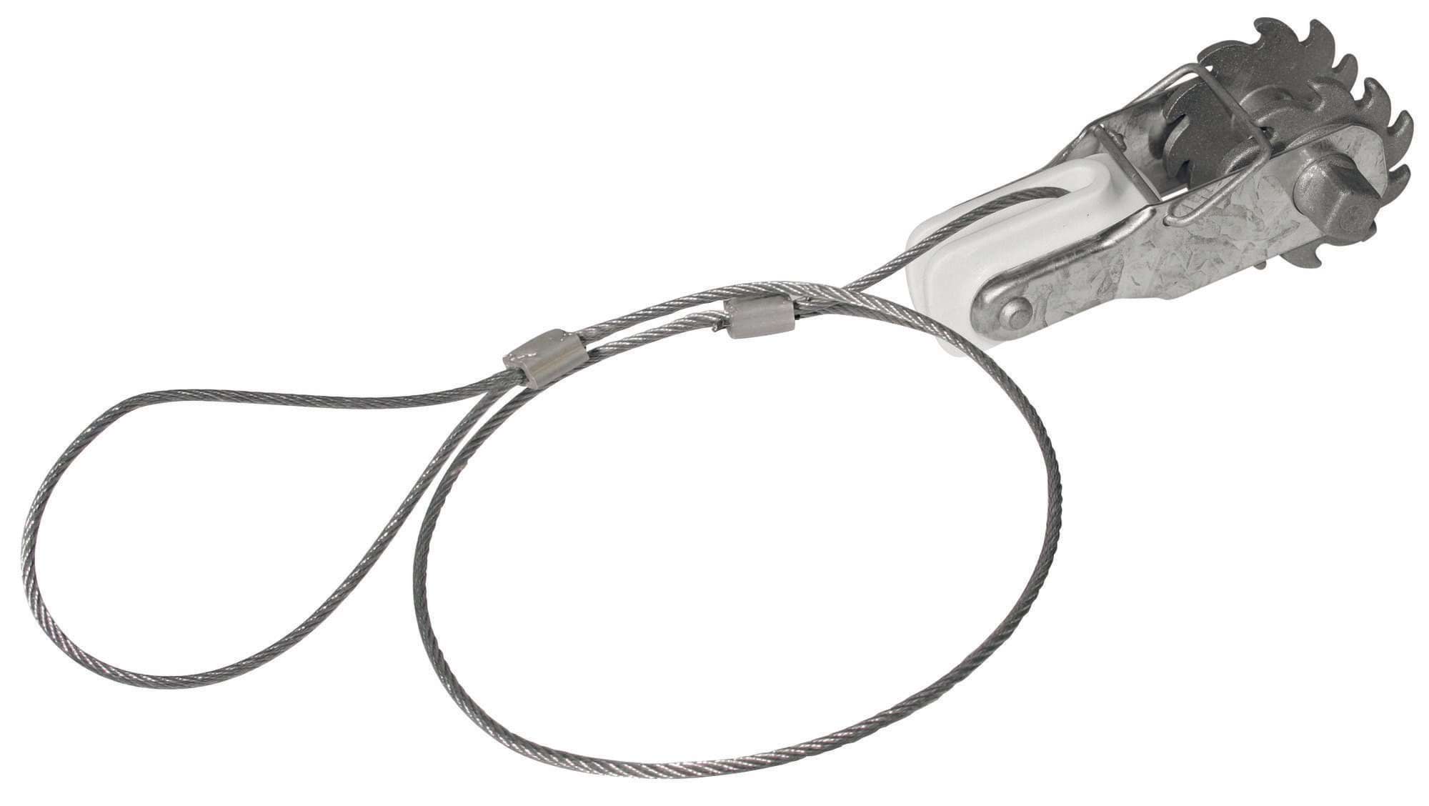 Gear-toothed wire tensioner with integrated insulator