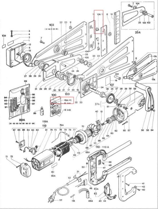 Screws securing the blade to the saw, Kerbl