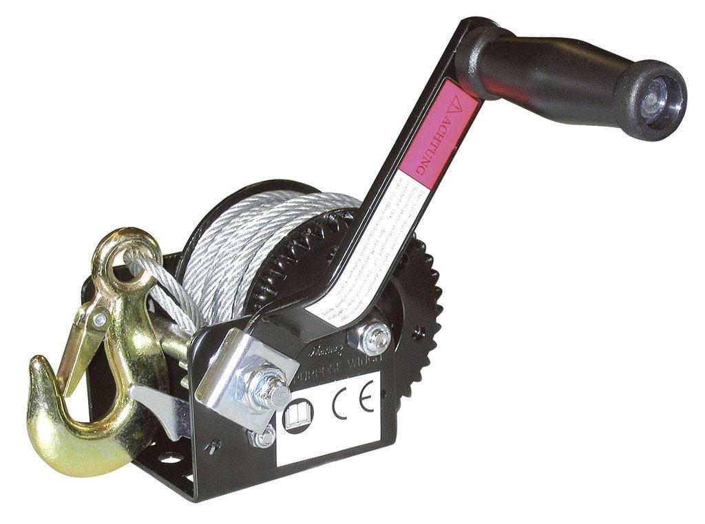 Rope winch Hand Winch w/ 10 m rope without break, 360 kg