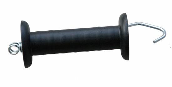 Gate handle black, with hook, galvanized
