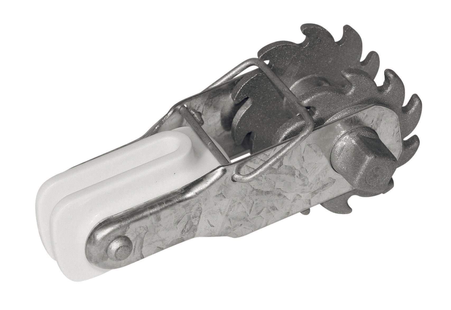 Gear-toothed wire tensioner with integrated insulator