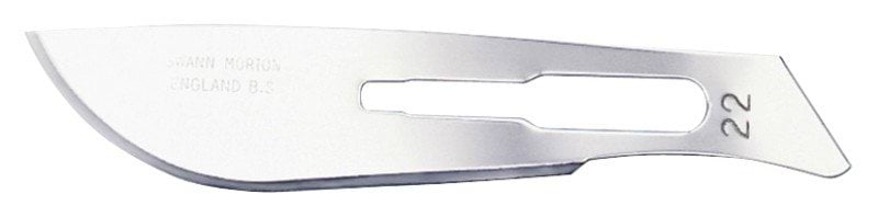 Surgical blades, no. 22, orig. Swann-Morton
