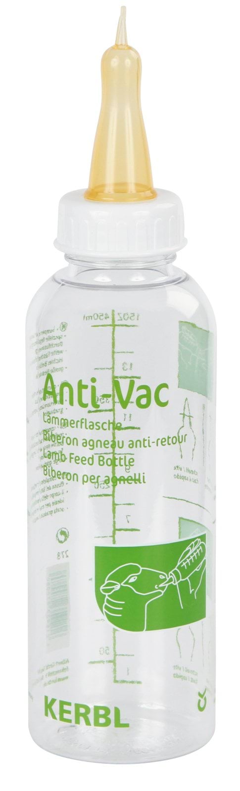 Lamb feed bottle Anti-Vac, complete with teat, graduation