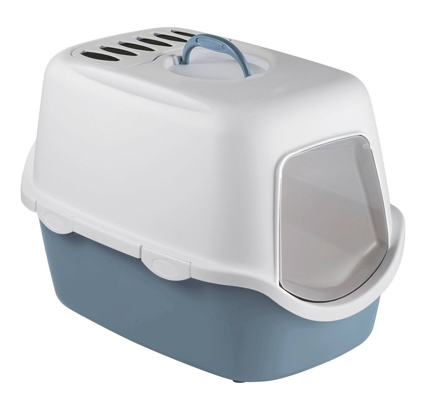 Hooded litter box Cathy Filter, white/blue, 56 x 40 x 40 cm, Stefanplast