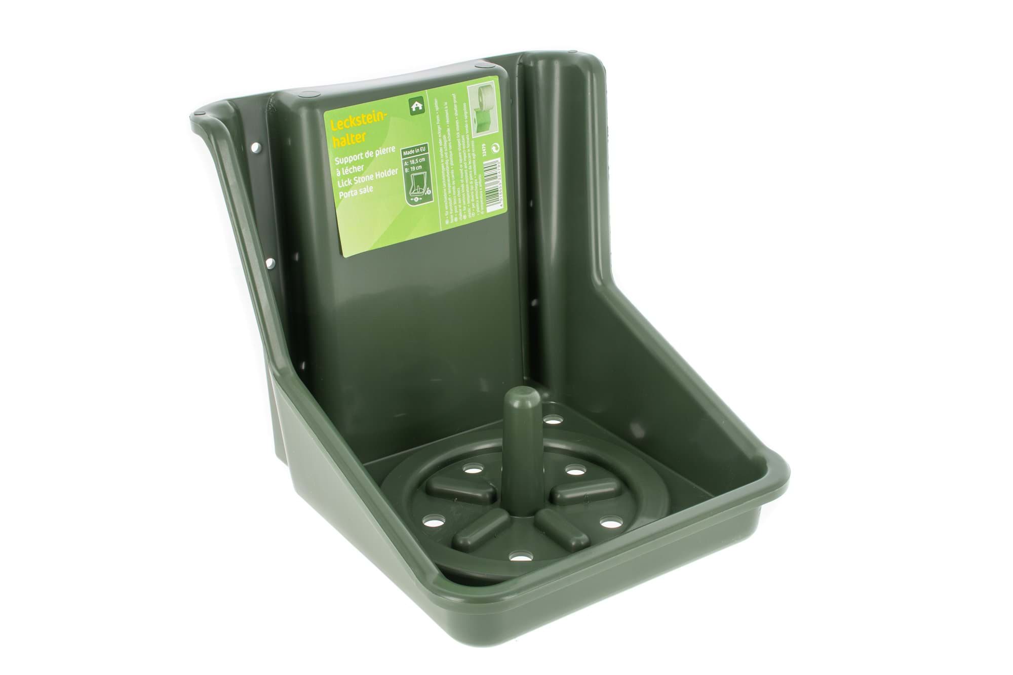 Lick stone holder without contents, dark green