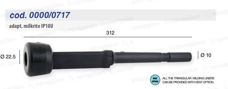 Spaggiari type Milkrite IP10U rubber teat, triangular, straight collector crooks, Ø10, 4 pcs.