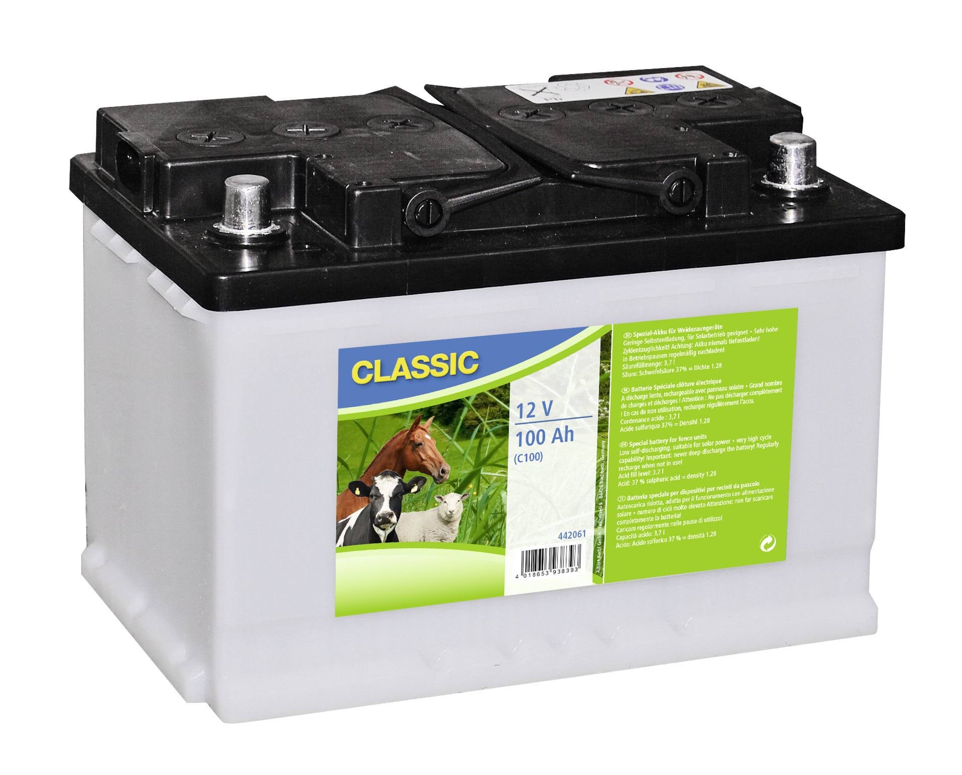 Special wet rechargeable battery, 12 V, 100 AH (C100)