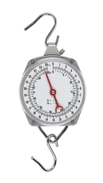 Suspended dial balance 25 kg, graduated in steps of 100 g