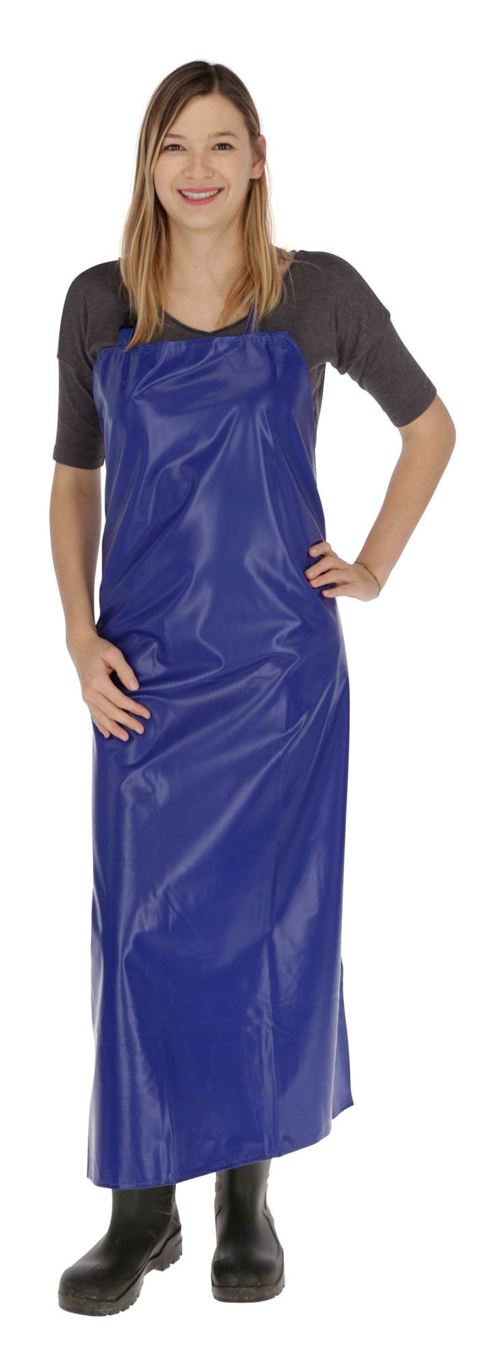 Milking and washing apron PU, blue, 100 x 125 cm