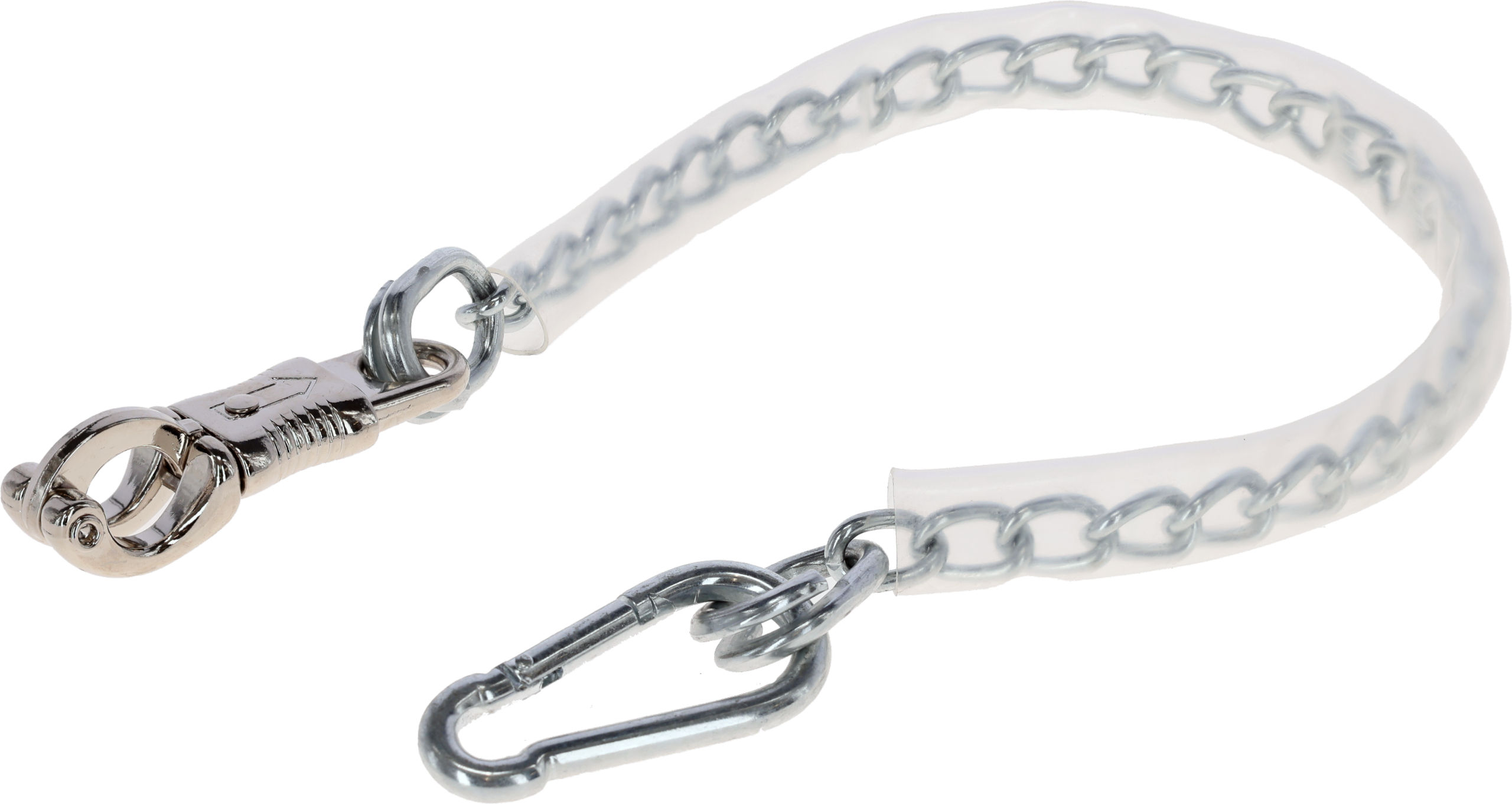 Tie chain 70 cm, plastic coat, with carabine and panic hook