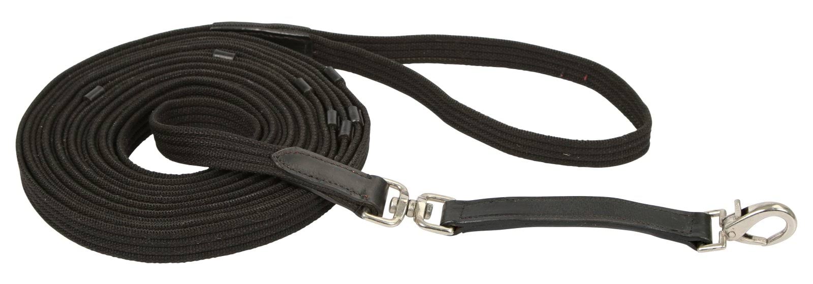 Lunge line with leather stops 8 m, black