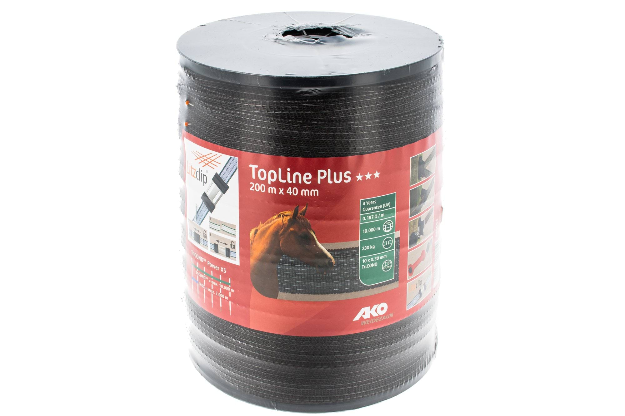 Fencing tape TopLine Plus 200 m, 40 mm, brown
