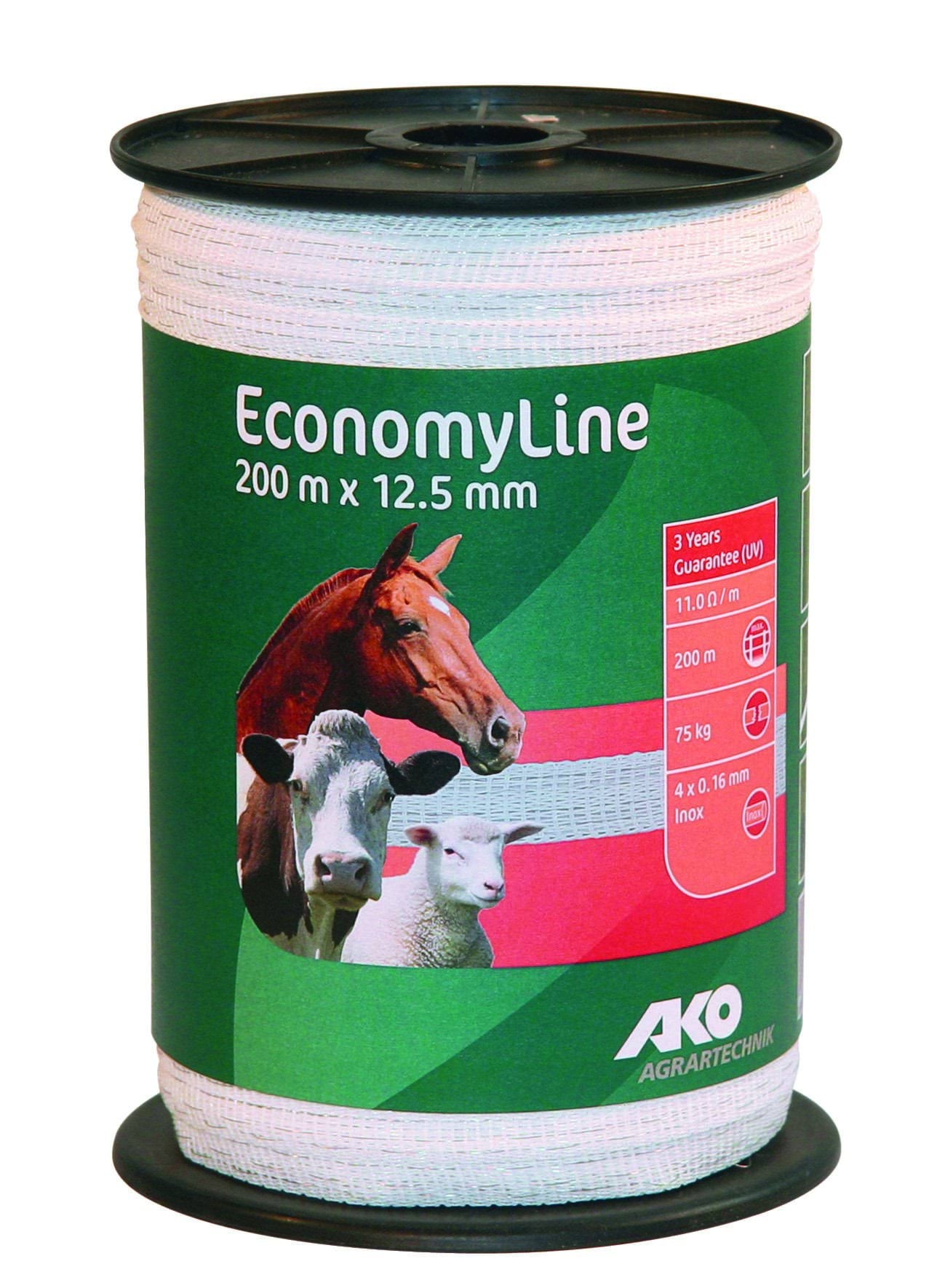 Tape EconomyLine 200 m,  12,5 mm, white, 4 x 0,16 mm