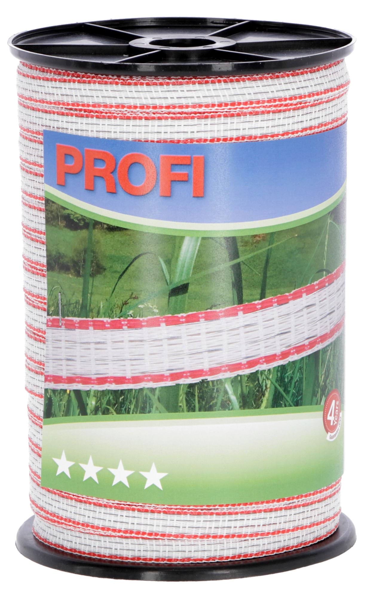 Fencing tape Profi 200 m,  12 mm, white/red, 4x0,30 TriC