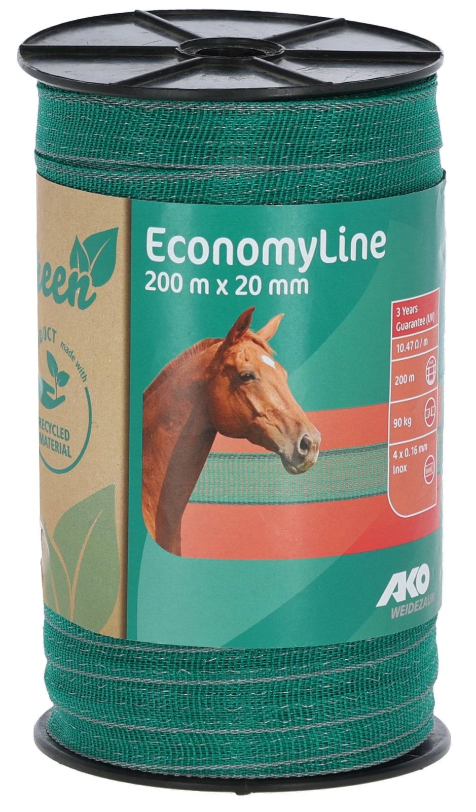 Tape EconomyLine, 200m, 20mm grn/grey, 4x0.16mm SSW,Recy.