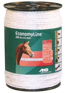 Fence rope EconomyLine 200 m white, Ø 6 mm, 6 x 0,20 mm