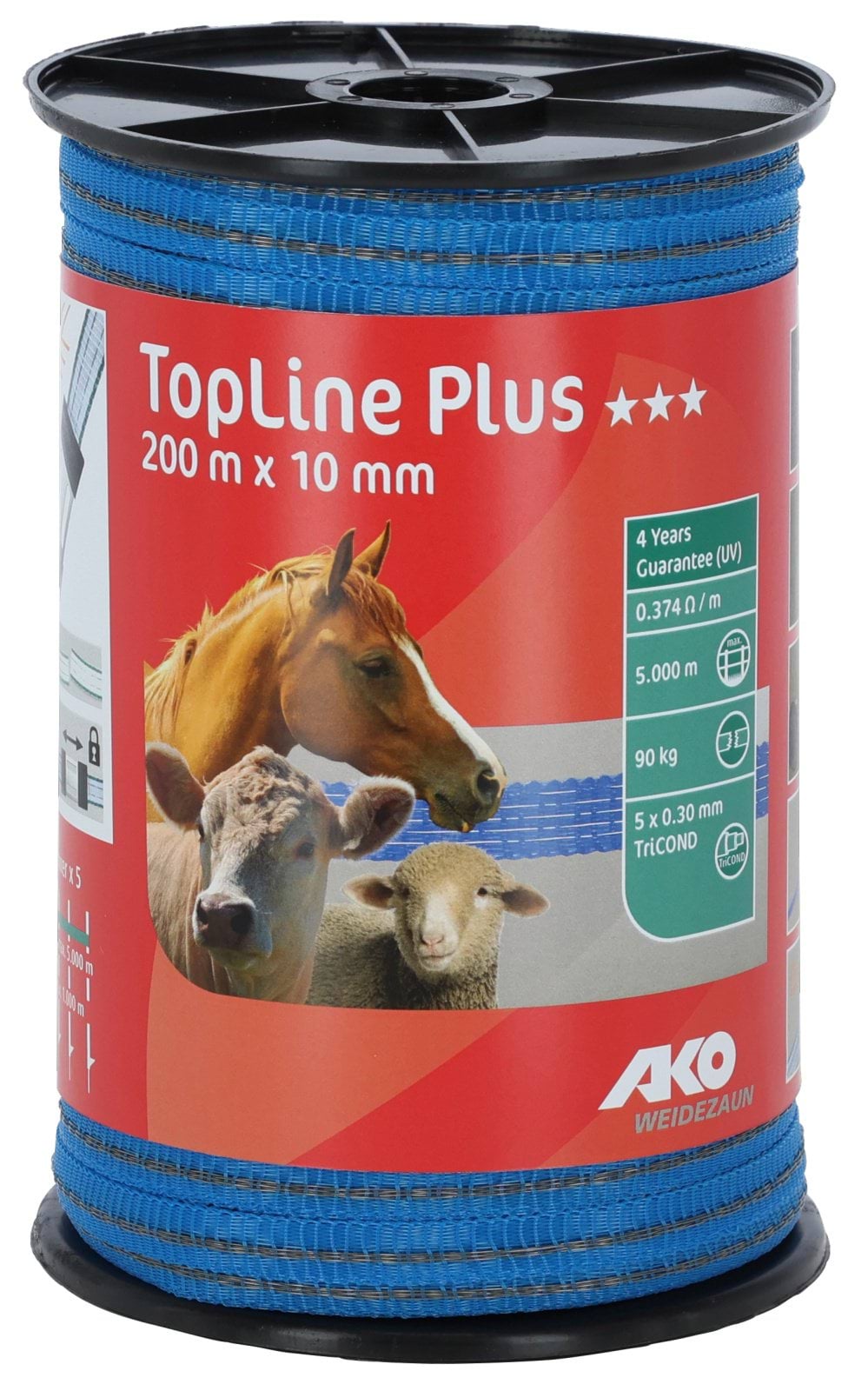 Fencing tape TopLine Plus 200 m, 10 mm, blue