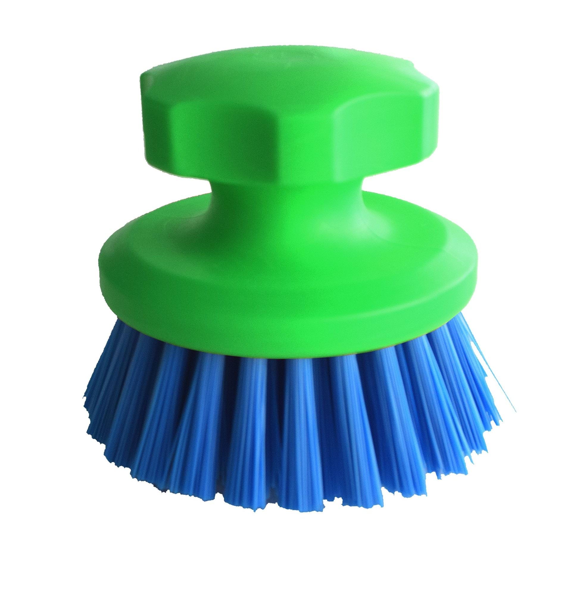Round conch brush with handle , green/blue