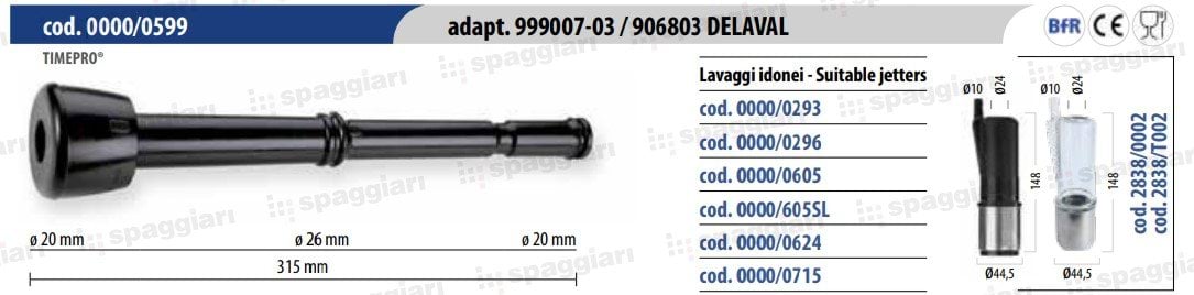 Teat cup liner Spaggiari Alfa Laval 99900703, 20mm, 4pcs