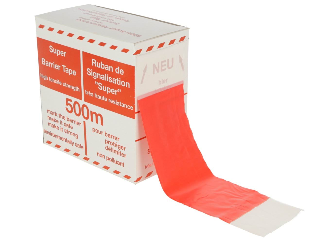 Foil Barrier Tape 500m x 80mm red-white Stripes, Dispenser