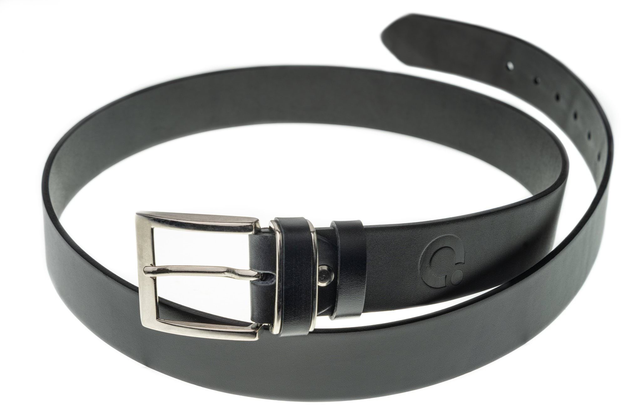 Men's Belt with Canagri Signet, Black, Leather, 110-120 cm