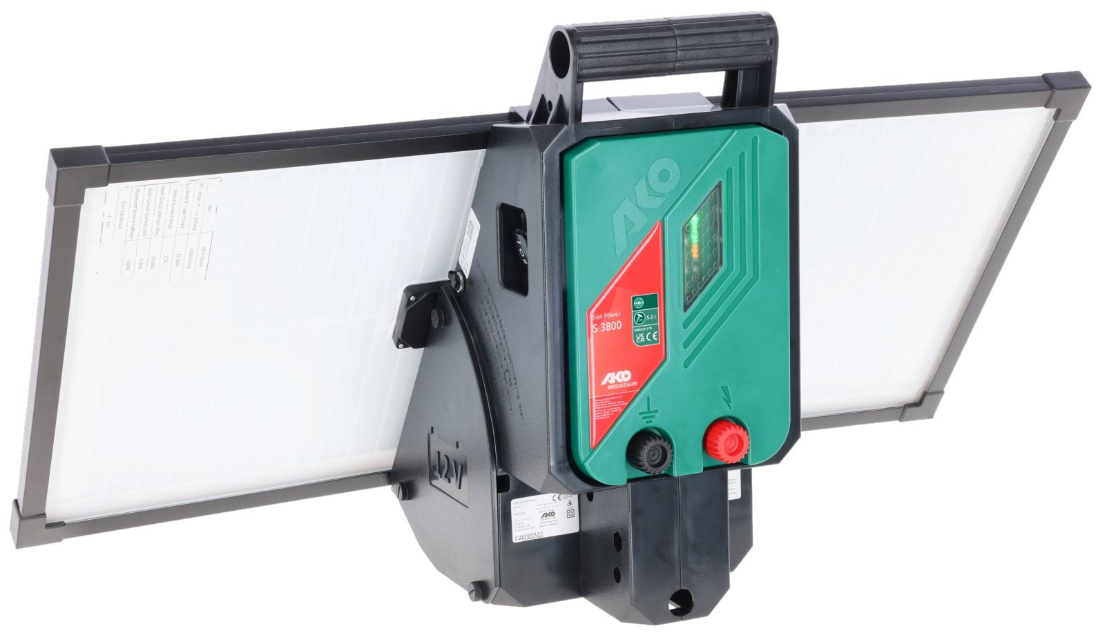 Compact solar energizer Sun Power S 3800, for horses, cattle, sheep, and goats, 5.3 J, Kerbl