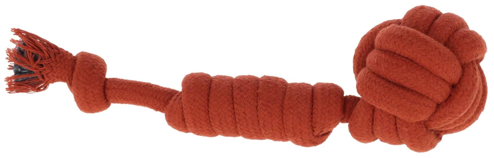Play rope with ball, Ø8cm, 27cm, rust, made of cotton