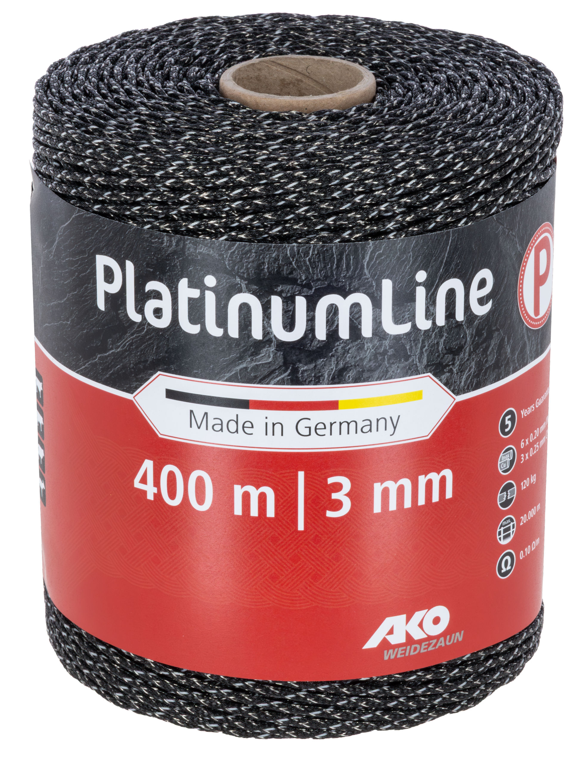 Poly Wire Platinum Line 3mm x 400m, black/white, AKO