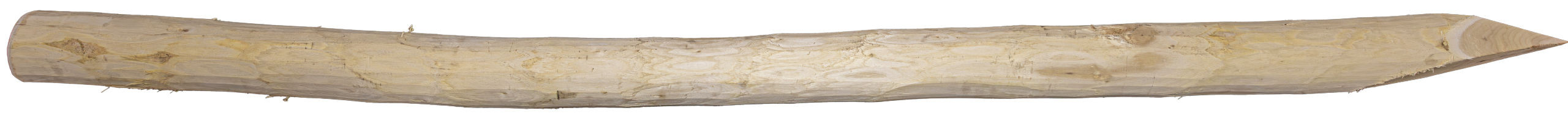Robinia Post, 10/12 cm, 250 cm, curved post round, debarked, chamfered, pointed on 4 sides