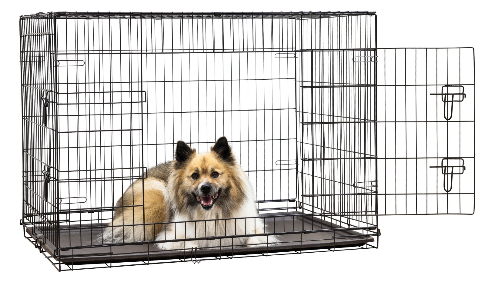 Dog transport crate, 106 x 71 x 77 cm, 2-door, rectangular, black, Kerbl