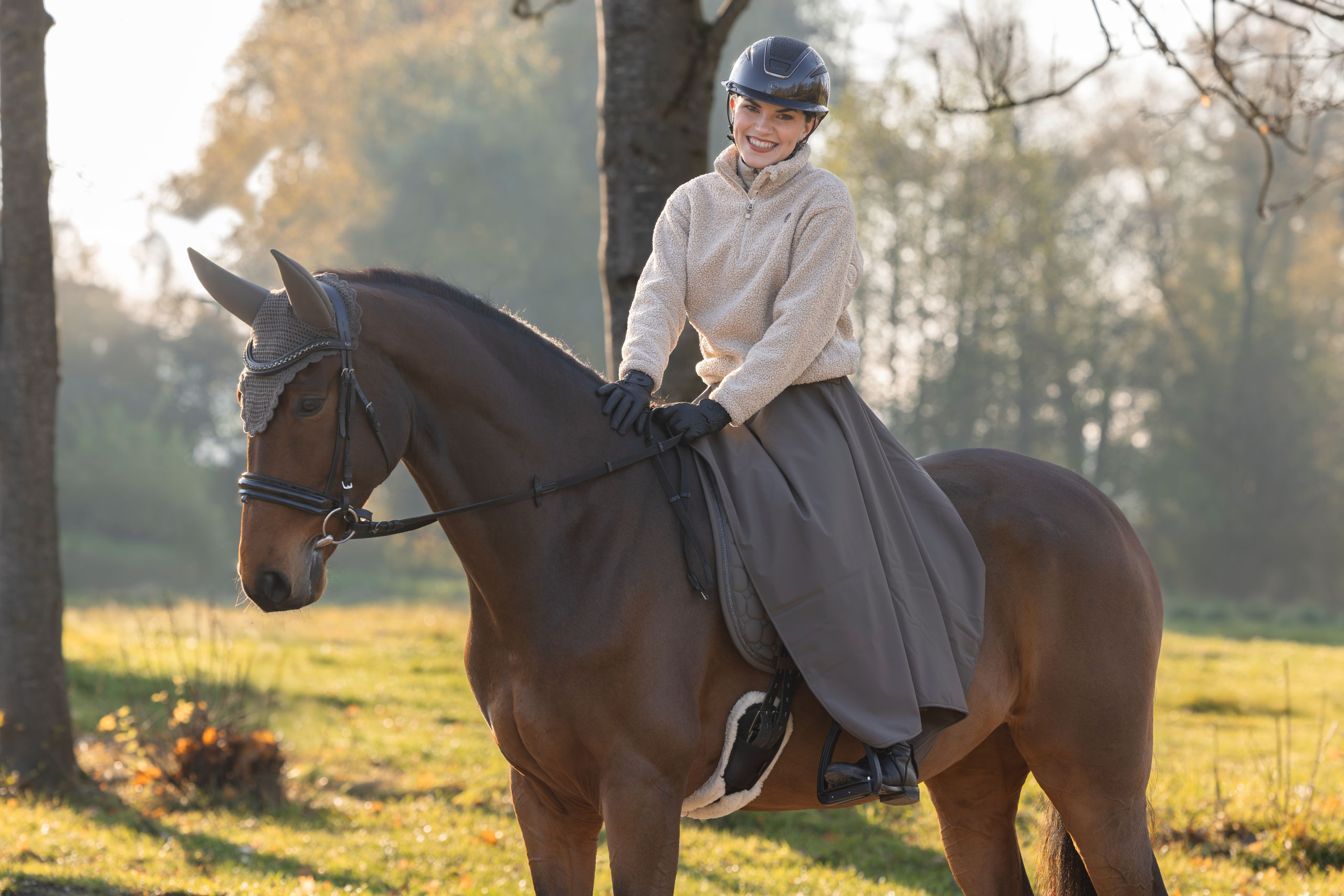 Covalliero thermal riding skirt in milky chocolate